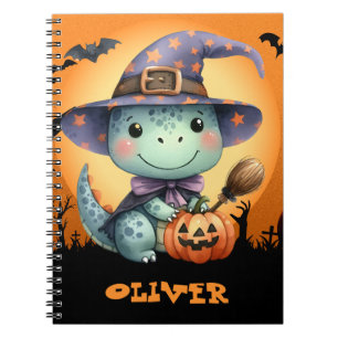 Carnet Joli dinosaure d'Halloween portant un chapeau de s