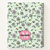 Carnet Joli Doodle Daisy Flowers mignon Monogramme Motif (Dos)