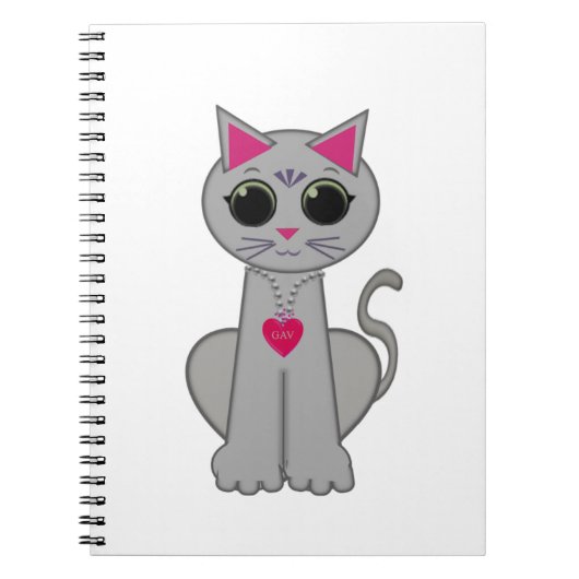 Carnet Joli drôle heureux chat gris (Devant)
