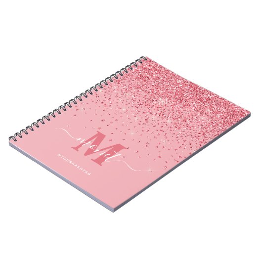 Carnet Joli en rose Parties scintillant Glam Nom monogram (Côté gauche)
