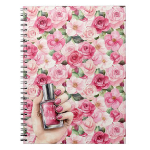 Carnet Joli en rose Roses Floral ongle main polonais