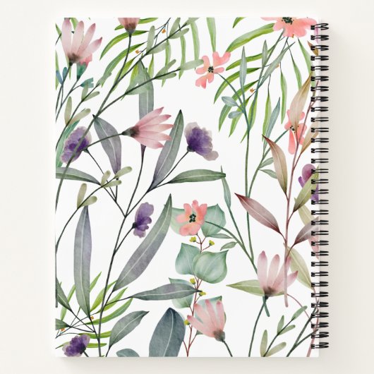 Carnet Joli feuillage d'aquarelle personnalisé feuilles (Dos)