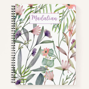Carnet Joli feuillage d'aquarelle personnalisé feuilles
