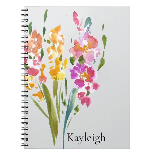 Carnet Joli Fleurs Roses Bleues (Devant)