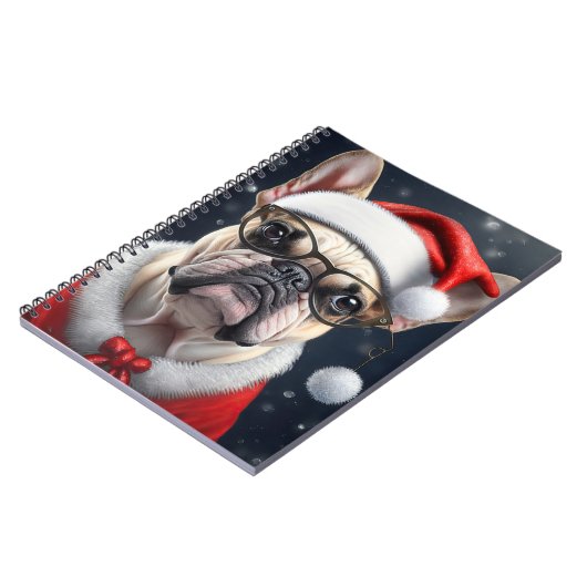 Carnet Joli French Bulldog Père Noël Noël Conception (Côté gauche)