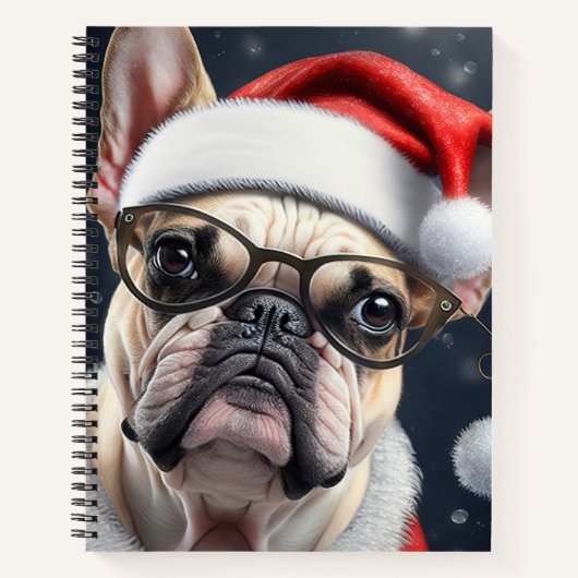 Carnet Joli French Bulldog Père Noël Noël Conception (Devant)