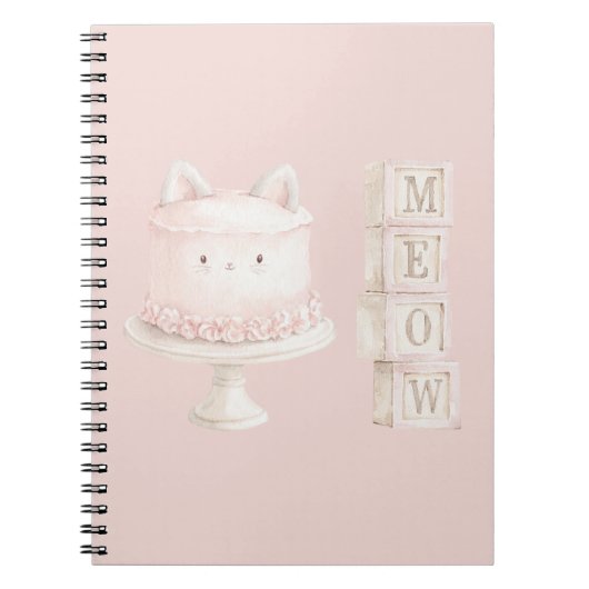 Carnet Joli Gâteau de Chat Rose Mignon Miaou (Devant)