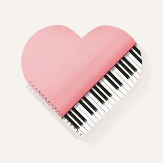 Carnet Joli Grand Piano Rose en Forme de Cœur (Devant)