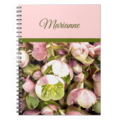 Carnet Joli Hellebore rose et olive personnalisé (Devant)