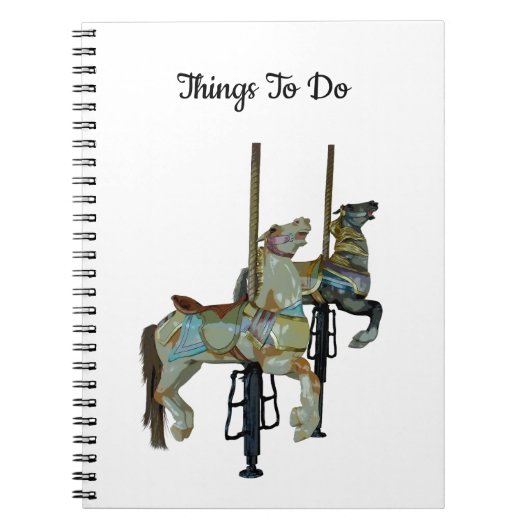 Carnet Joli Joyeux Parcours Carrousel Chevaux Spiral (Devant)