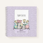 Carnet Joli lapin de lapin Pastel Pastel Nom personnalisé (Devant)