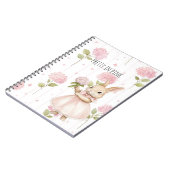 Carnet Joli Lapin Fleurs Rose (Côté gauche)