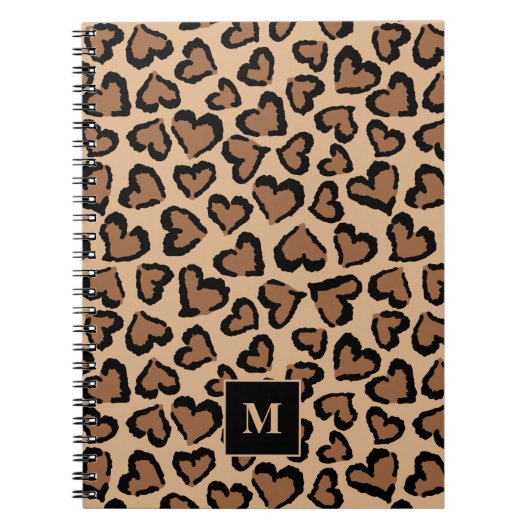 Carnet Joli Léopard Monogramme Personnalisé (Devant)