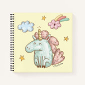 Carnet Joli licorne heureuse avec le nom de l'enfant (Devant)