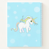 Carnet Joli licorne magique sur fond bleu clair (Dos)