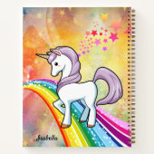 Carnet Joli Licorne Sur Un Arc-En-Ciel Ajouter Nom (Dos)