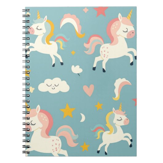 Carnet Joli Licorne Turquoise pour Enfants (Devant)