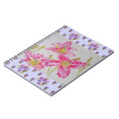 Carnet Joli Lily En Aquarelle Rose Peinture Lilium Art (Côté gauche)