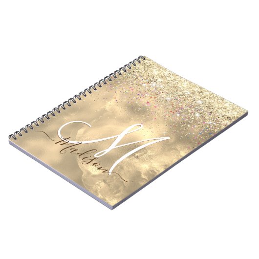Carnet Joli marbre art or faux parties scintillant monogr (Côté gauche)