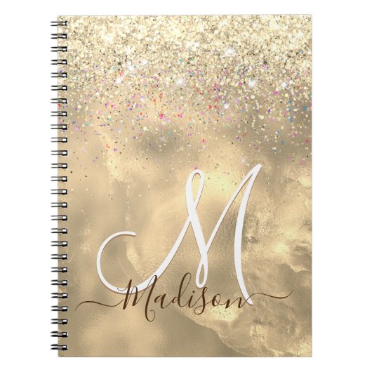 Carnet Joli marbre art or faux parties scintillant monogr (Devant)