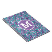 Carnet Joli monogramme chic décontracté violet et bleu pa (Côté Droit)
