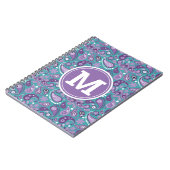 Carnet Joli monogramme chic décontracté violet et bleu pa (Côté gauche)