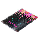 Carnet Joli monogramme d'anniversaire licorne noire paill (Côté gauche)