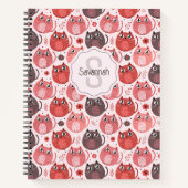 Carnet Joli Monogramme de Chat Rose Violet à Points (Devant)