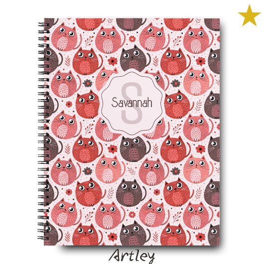 Carnet Joli Monogramme de Chat Rose Violet à Points