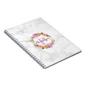 Carnet Joli Monogramme de couronne de fleurs rose (Côté Droit)