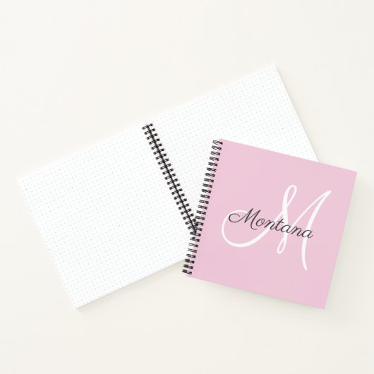 Carnet Joli Monogramme de fille rose Grey Nom Noteb (Intérieur)