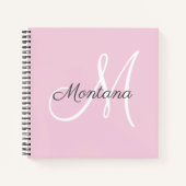 Carnet Joli Monogramme de fille rose Grey Nom Noteb (Devant)