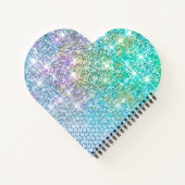 Carnet Joli monogramme de licorne turquoise fausse brilla (Dos)