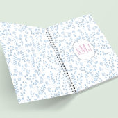 Carnet Joli Monogramme Élégant Bleu Simple Floral