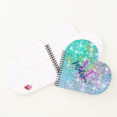 Carnet Joli monogramme faux paillettes licorne turquoise  (Intérieur)