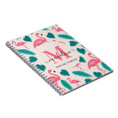 Carnet Joli monogramme feuilles tropicales flamant rose c (Côté Droit)