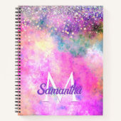 Carnet Joli monogramme iridescent argent pailleté faux br (Devant)