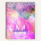 Carnet Joli monogramme iridescent argenté faux pailleté (Devant)