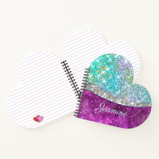 Carnet Joli monogramme iridescent faux pailleté violet sa (Intérieur)