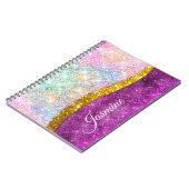 Carnet Joli monogramme iridescent fuchsia or faux paillet (Côté gauche)