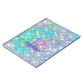 Carnet Joli monogramme iridescent licorne bleu pailleté f (Côté gauche)
