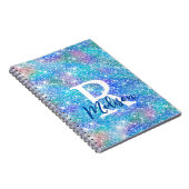 Carnet Joli monogramme iridescent licorne bleu rose paill (Côté Droit)
