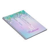 Carnet Joli monogramme licorne turquoise aqua avec goutte (Côté Droit)
