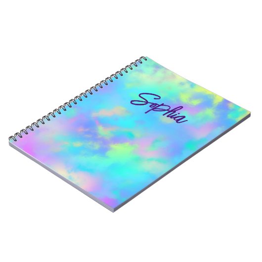 Carnet Joli monogramme marbré girly coloré (Côté gauche)