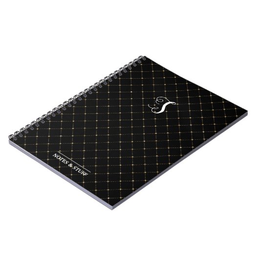 Carnet Joli Monogramme Noir Honeypeb Bee Design (Côté gauche)