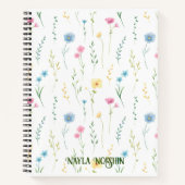 Carnet Joli Monogramme Personnalisé Fleurs Roses (Devant)