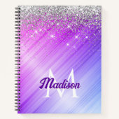 Carnet Joli monogramme violet brossé avec faux strass arg (Devant)