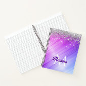 Carnet Joli monogramme violet brossé avec faux strass arg (Intérieur)