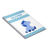 Carnet Joli motif à pois de licorne bleue Nom de l'enfant (Côté Droit)