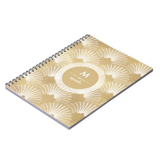 Carnet Joli motif art déco en or et blanc (Côté gauche)